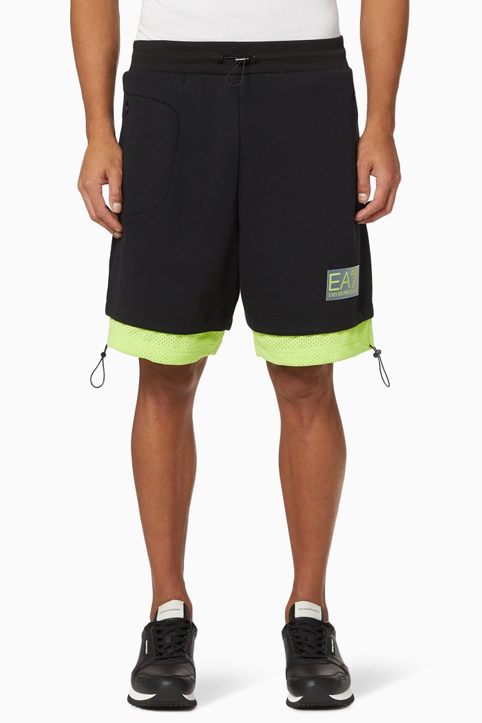 

EA7 Evolution Colour Block Jersey Shorts, Black