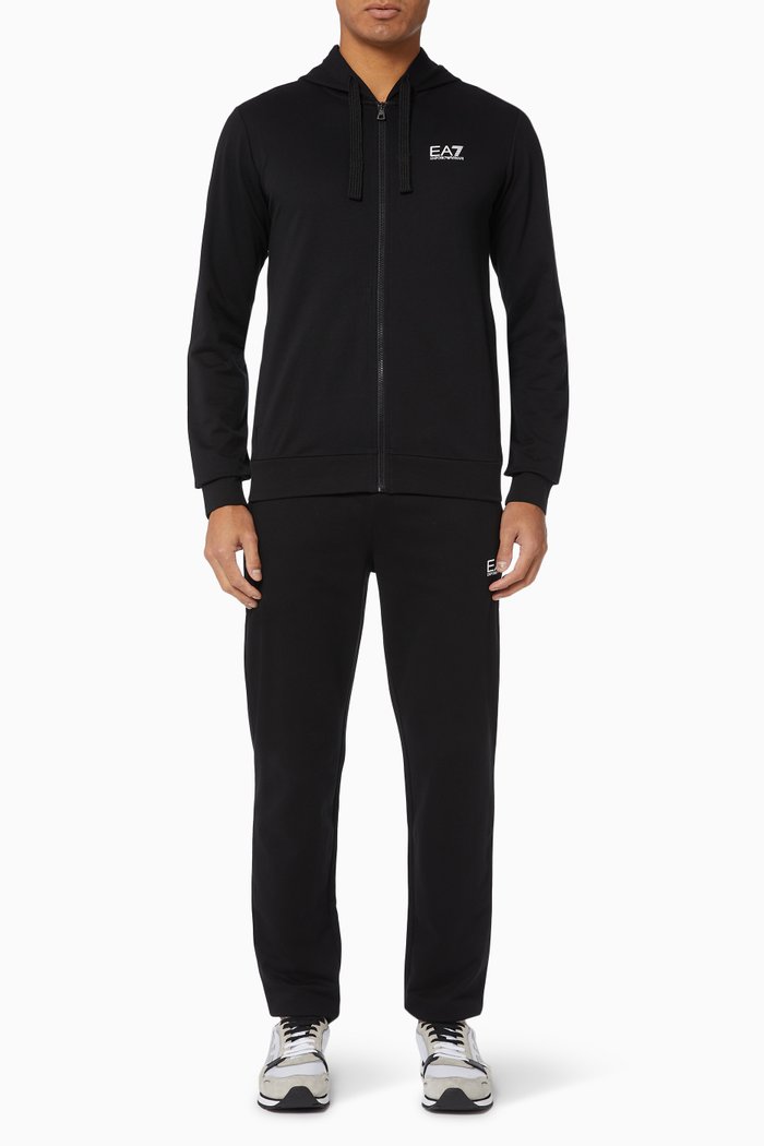 

EA7 Core Identity Jersey Hooded Tracksuit, Black