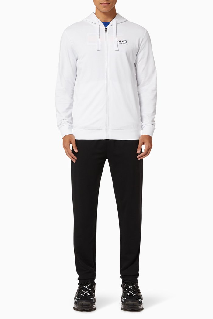

EA7 Core Identity Jersey Hooded Tracksuit, White