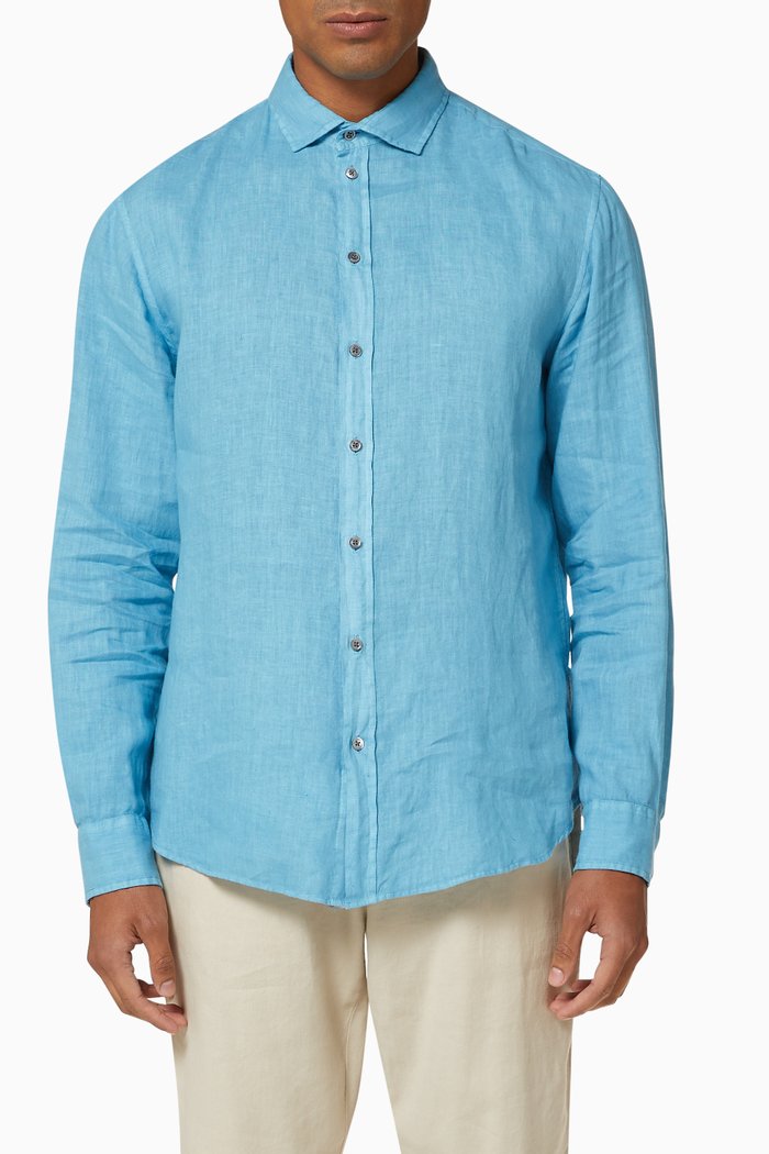 

Soft French Linen Shirt, Blue