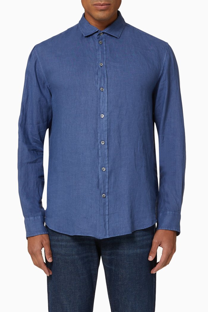 

Soft French Linen Shirt, Blue