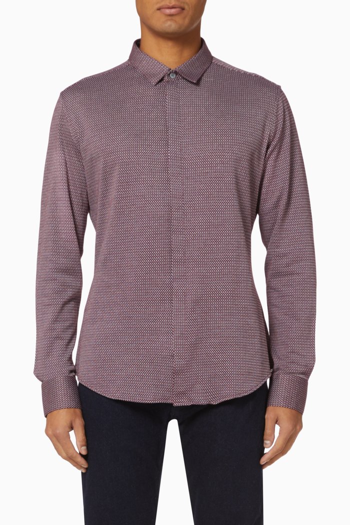 

Micro Stripe Stretch Jersey Shirt, Red