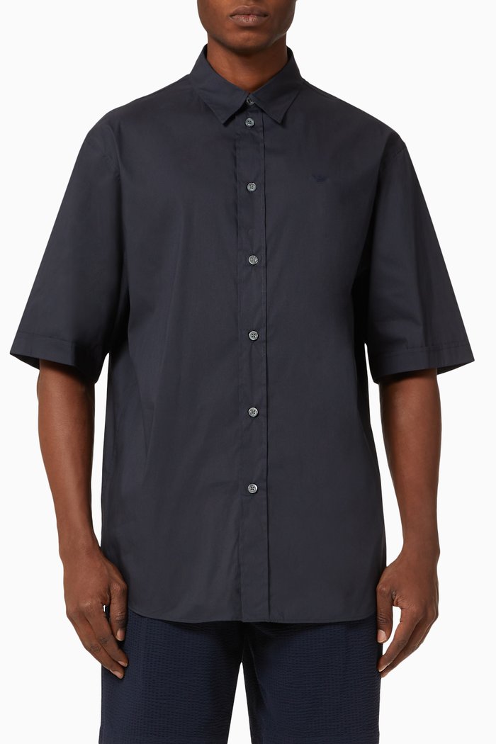 

EA Micro Eagle Cotton-blend Shirt, Blue