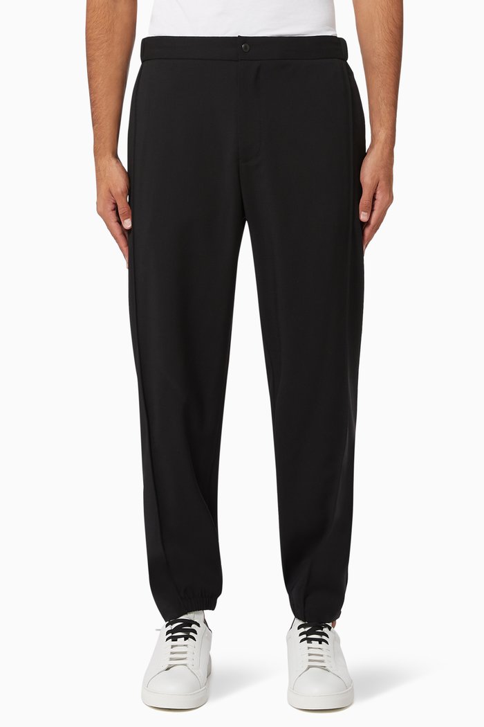 

Straight Leg Virgin Wool Joggers, Black