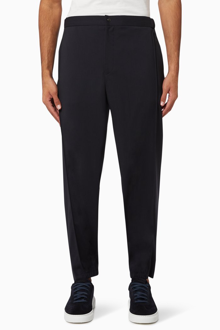 Straight Leg Virgin Wool Joggers, Blue