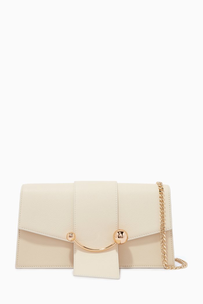 

Mini Crescent Shoulder Bag in Leather, Neutral