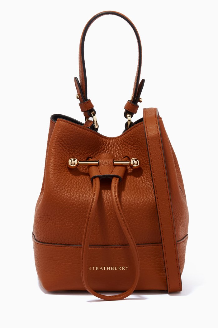 

Lana Osette Bucket Bag in Leather, Brown