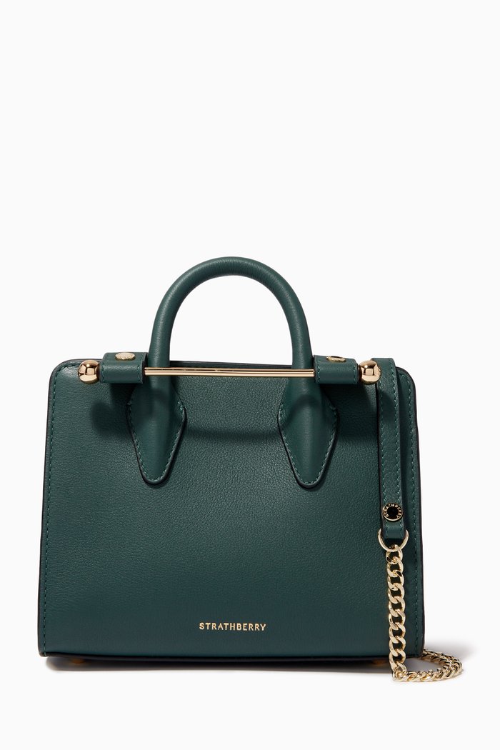 

Nano Tote Bag in Leather, Green