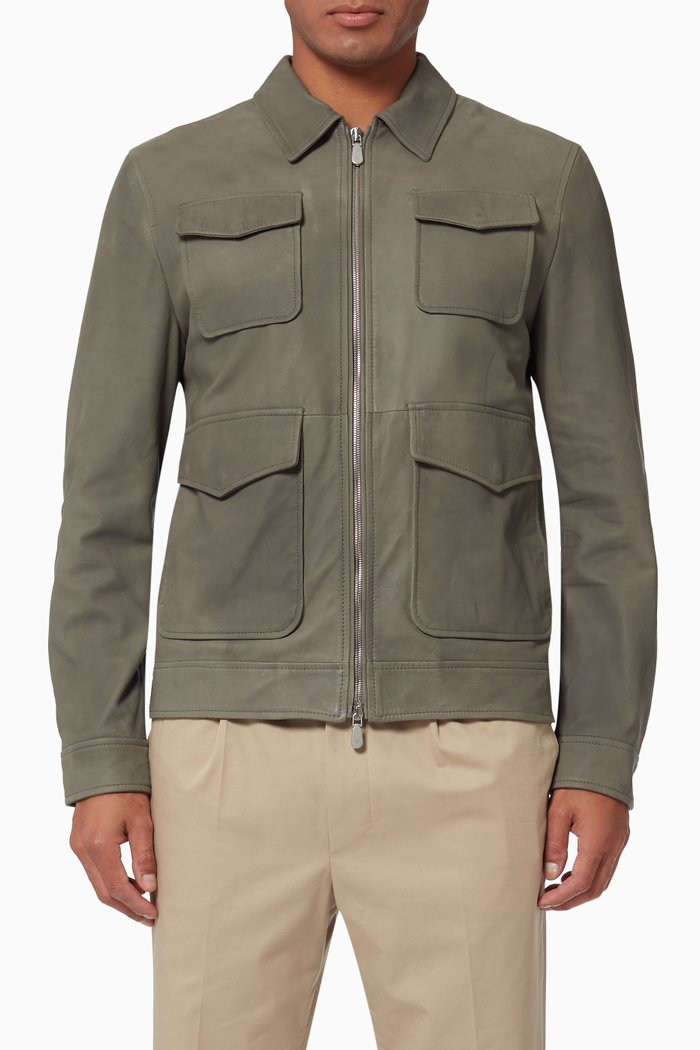 

Safari Jacket in Nubuck Leather, Green