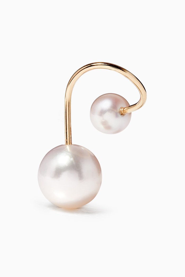 

Petite Elipse Noveau Pearl Single Earring in 14kt Yellow Gold