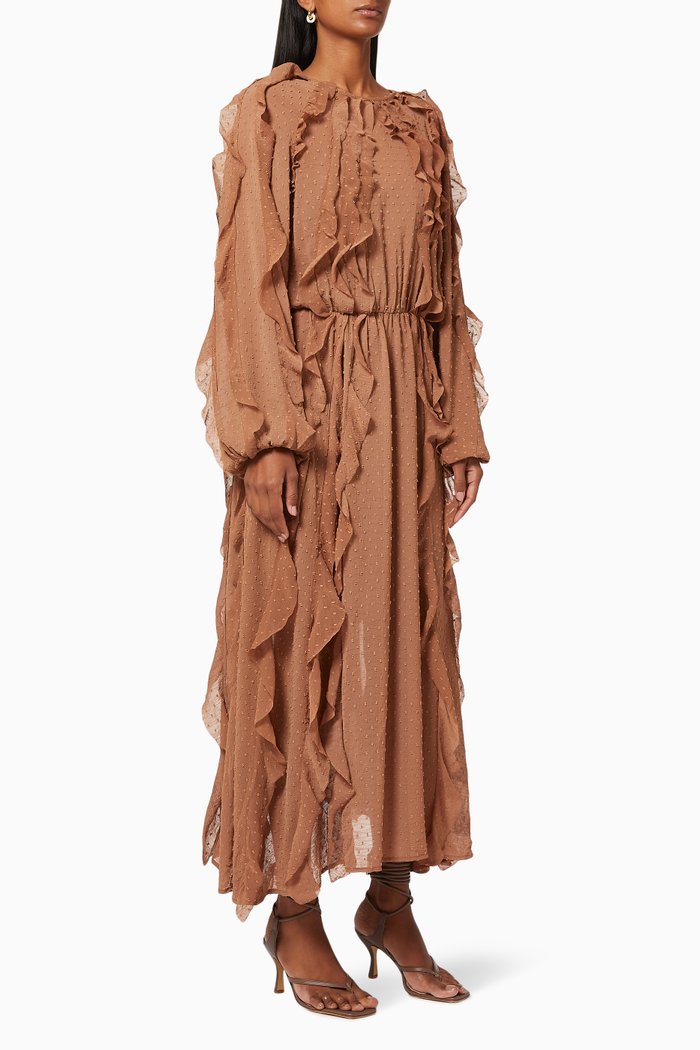 

Stevia Frill Dress, Brown