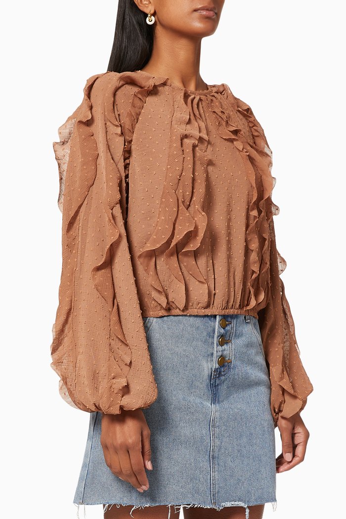 

Caper Frill Top, Brown