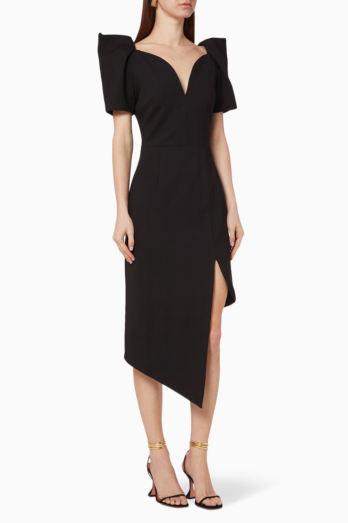 Folium Puff Dress, Black