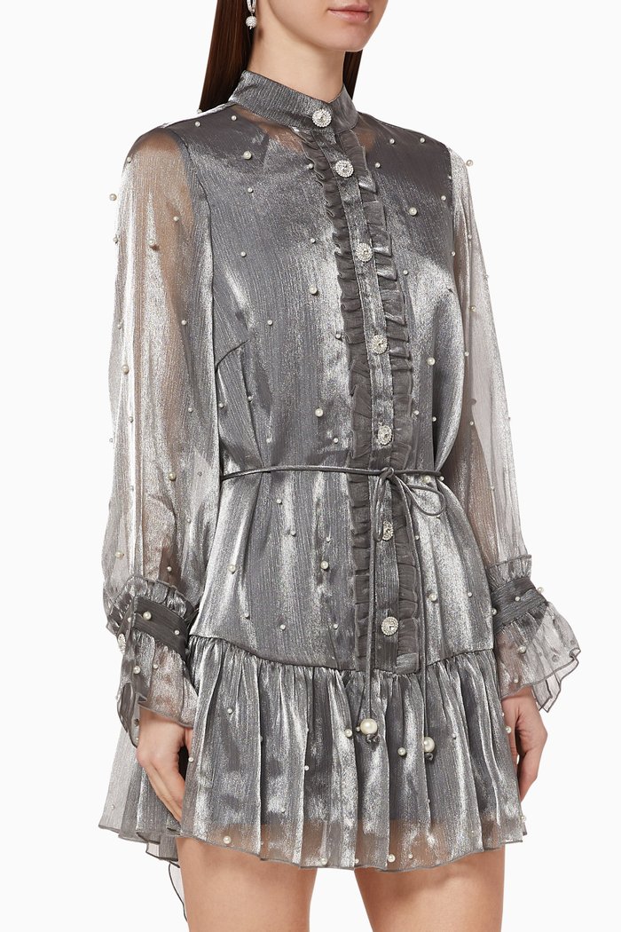 

Zina Embellished Dress, Silver