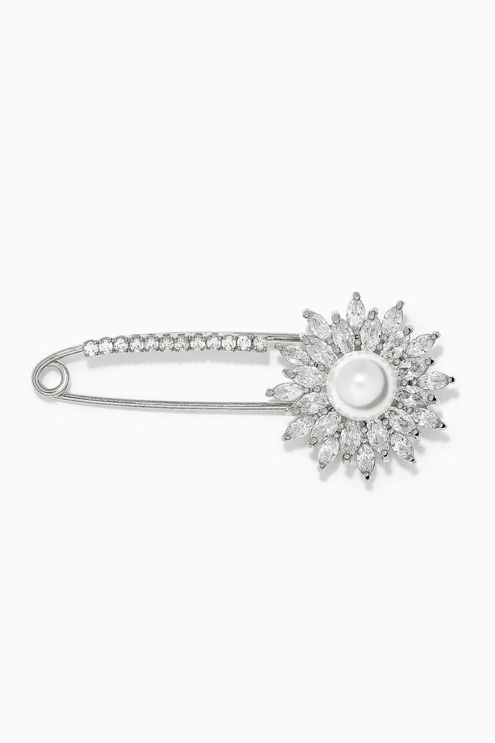 

Mini Snowflake Brooch Scarf Pin, Silver
