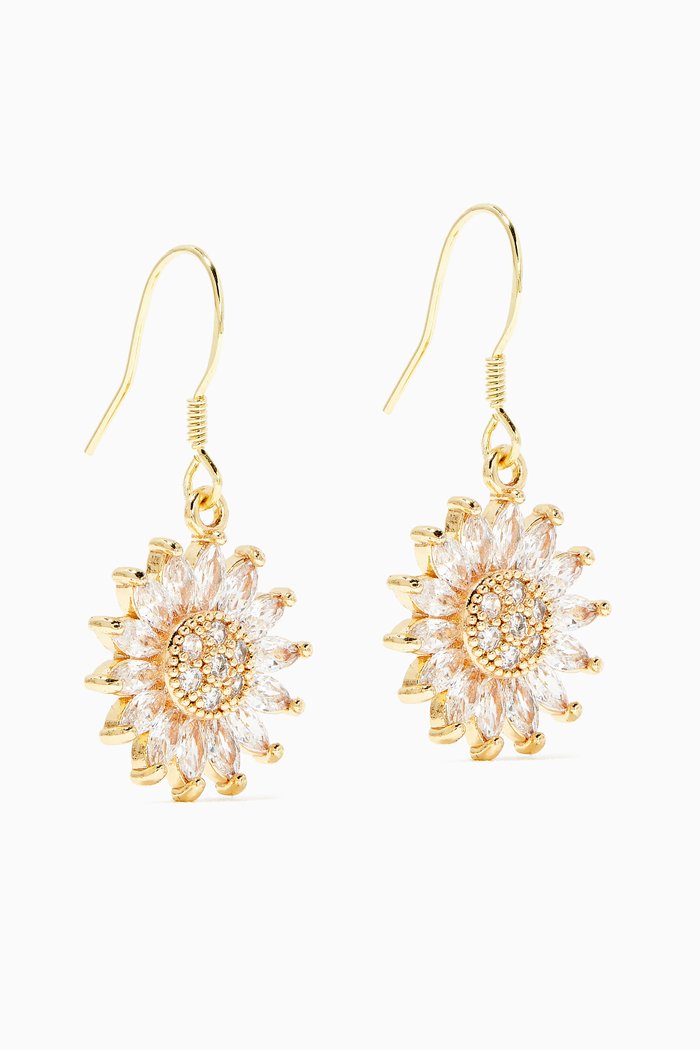

Sunflower Dangle Earrings, Gold