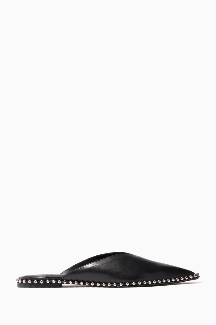 

Mira Studded Mules in Leather, Black