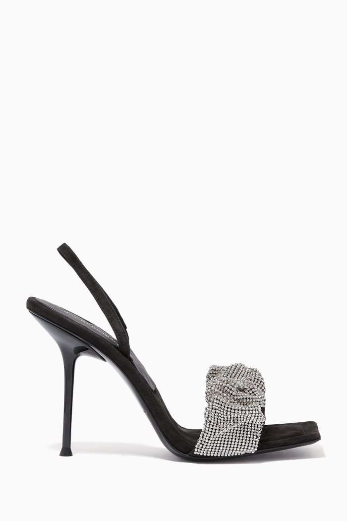 

Julie 105 Crystal Scrunchie Sandals in Suede, Black