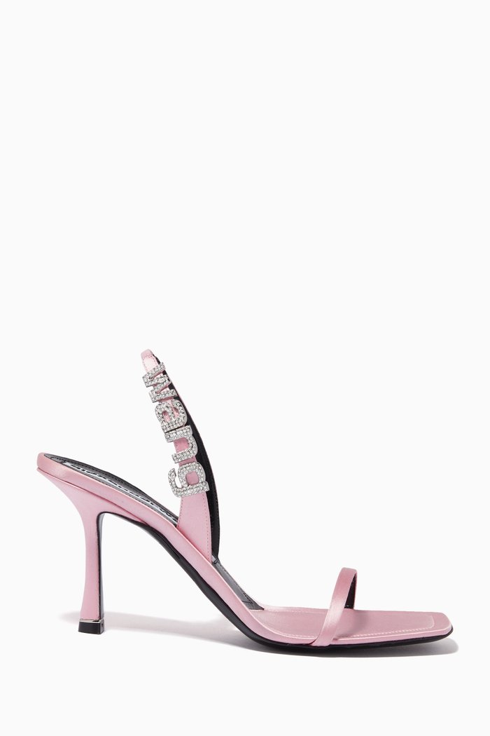 

Ivy 85 Crystal Logo Sandals in Satin, Pink