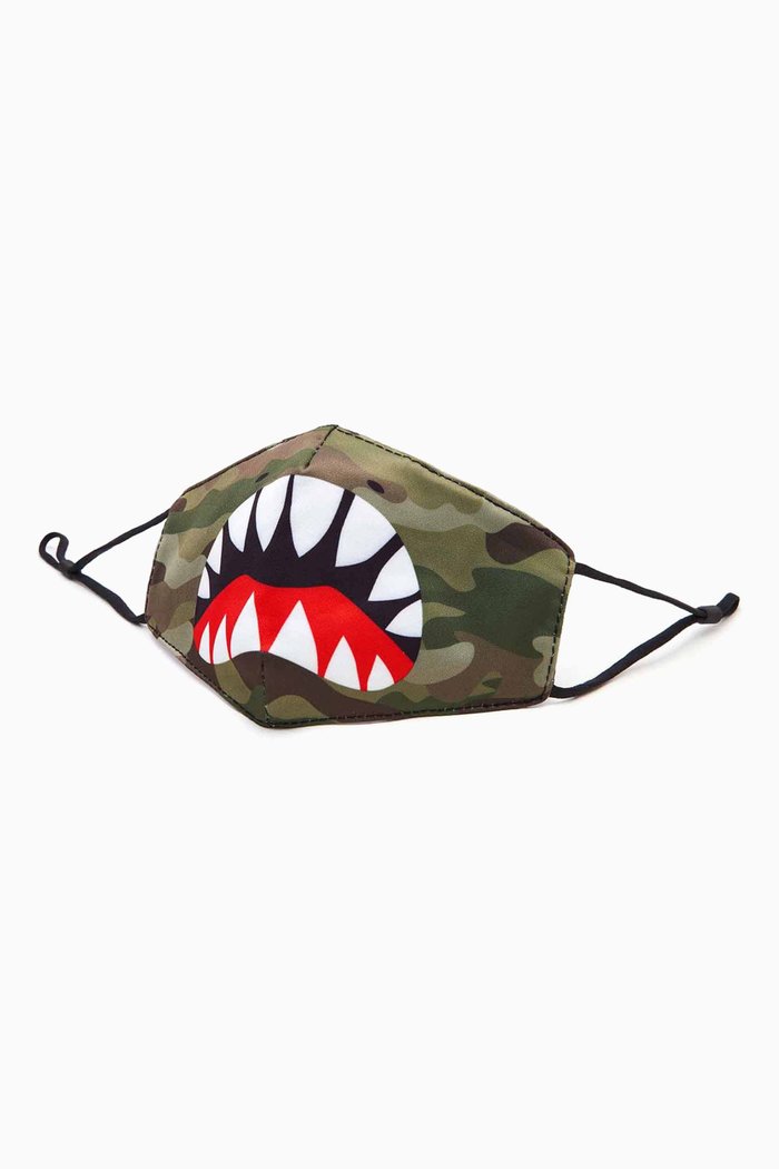 

Shark Bite Camo Face Mask, Green