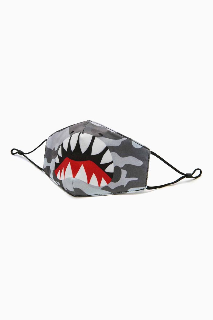 

Shark Bite Camo Face Mask, Grey