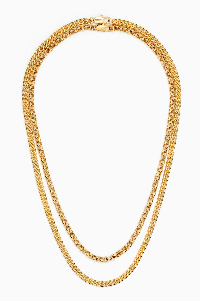 

Curb Necklace Set in 14kt Gold Plating