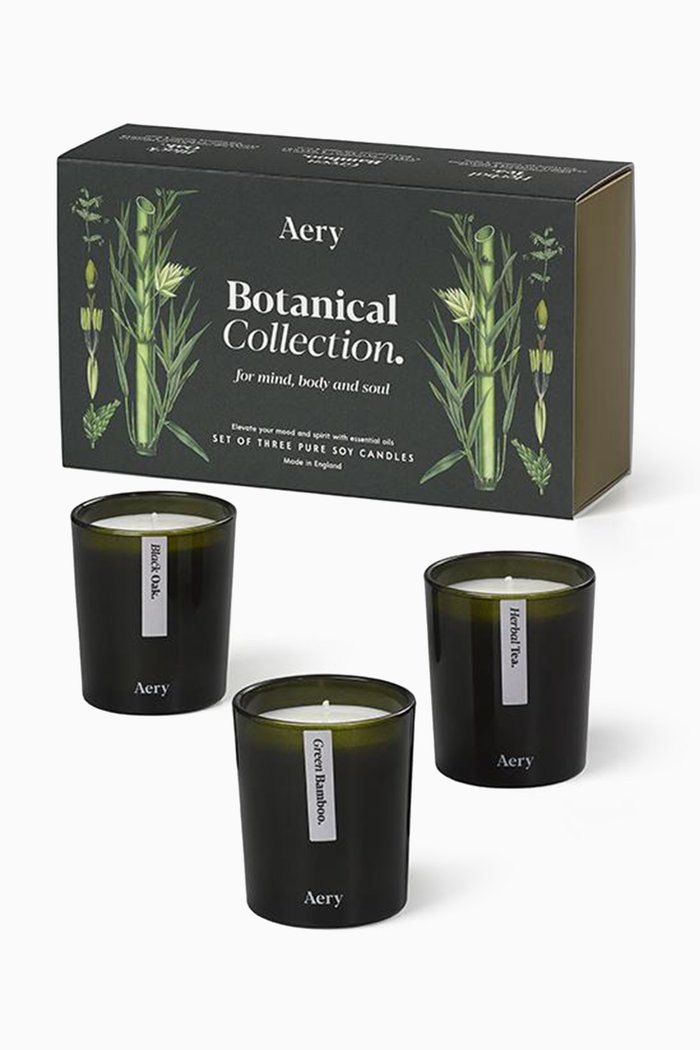 

Green Botanical Votive Candles Gift Set, Set of 3, Black