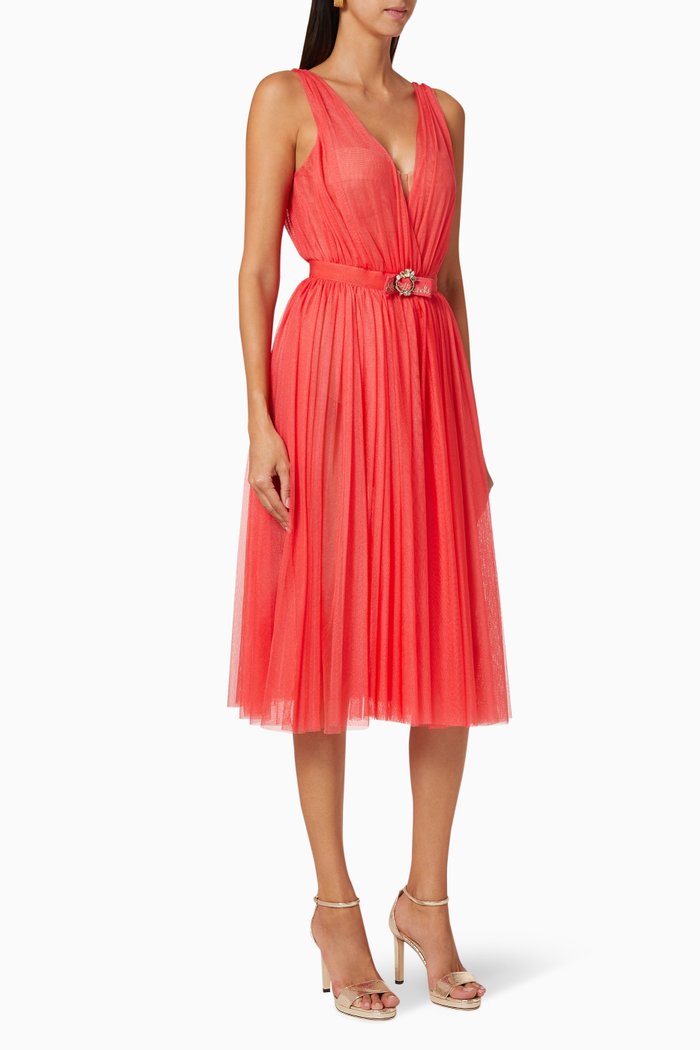 

Gathered Tulle Dress, Red