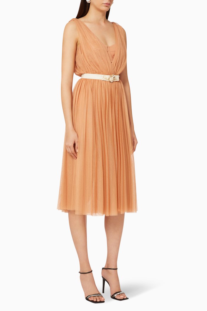 

Gathered Tulle Dress, Rose gold