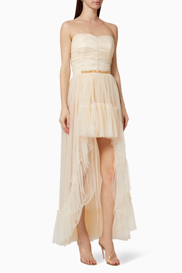 

High-Low Tulle Dress, White