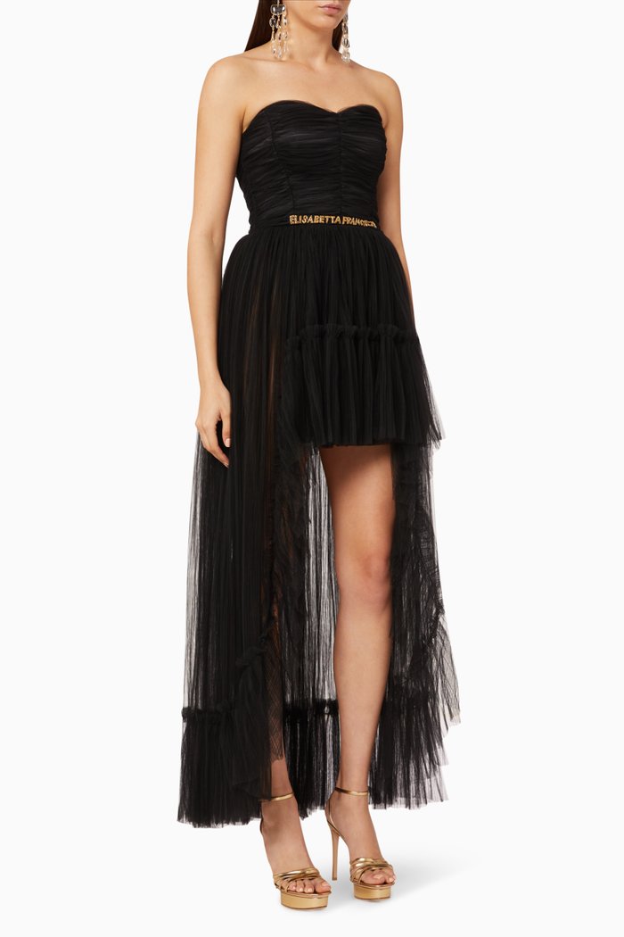 

High-Low Tulle Dress, Black