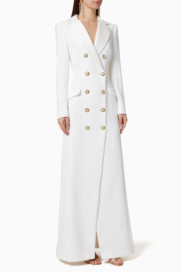 

Crêpe Maxi Blazer Dress, White