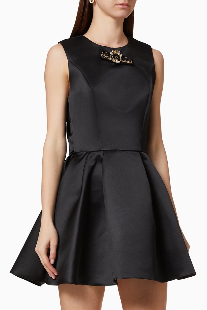 

Duchess Satin Mini Dress, Black