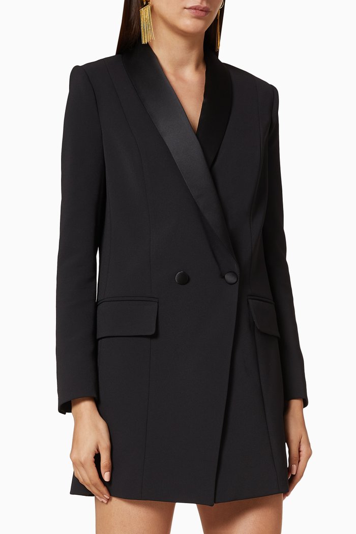 Crêpe Blazer Dress, Black