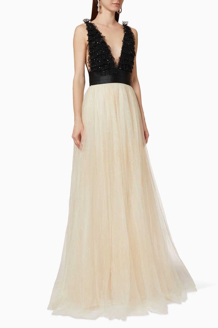 

Sequin Bead Tulle Maxi Dress, Multicolour