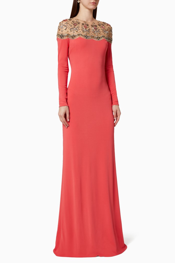 

Rhinestone Sequin Viscose Maxi Dress, Red