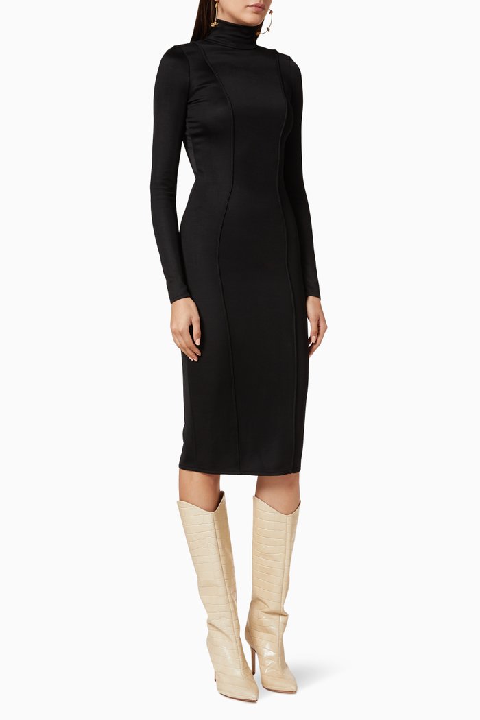 

Viscose Jersey Midi Dress, Black