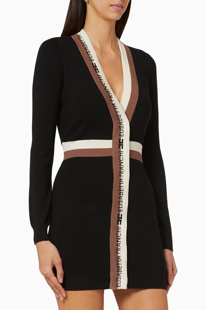 

Logo Knit Mini Dress, Black