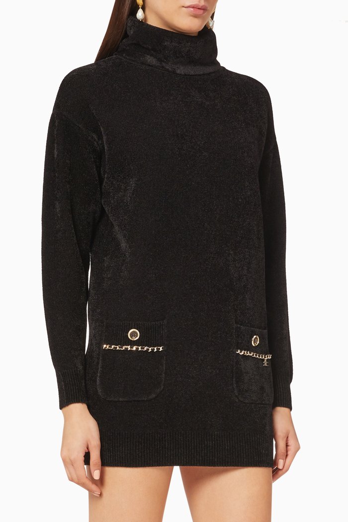 

Chenille Sweater Dress, Black