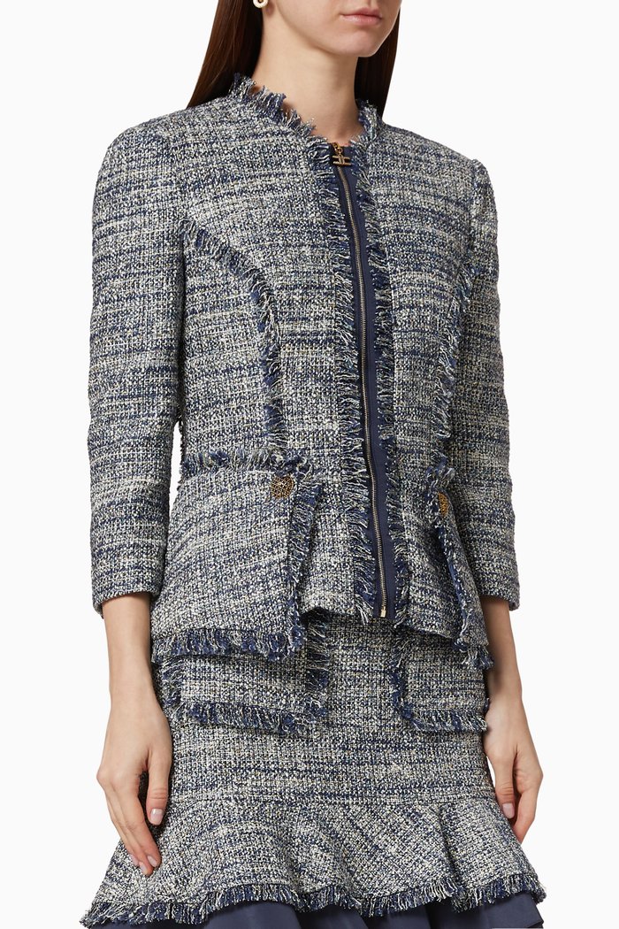 Tweed Zip Jacket, Blue