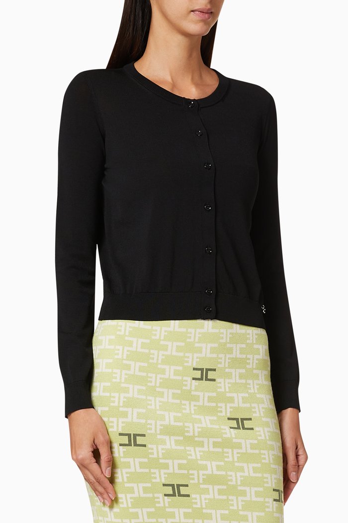 

Logo Charm Knit Cardigan, Black