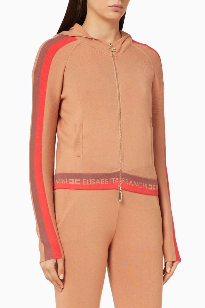 

Logo Knit Hooded Sweatshirt, Pink