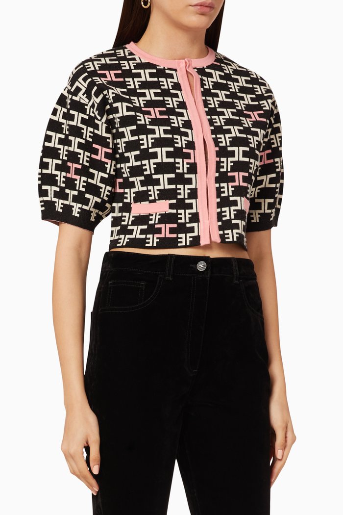

Monogram Logo Knit Cropped Cardigan, Multicolour