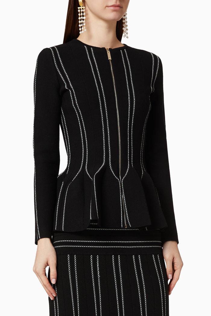 Knit Peplum Jacket, Black