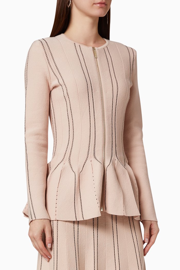

Knit Peplum Jacket, Rose gold