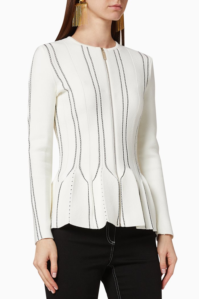 

Knit Peplum Jacket, White