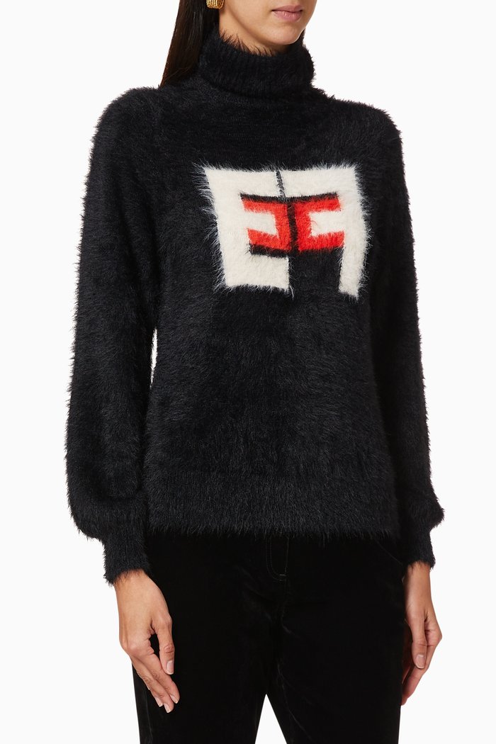 

Logo Faux Fur Jumper, Black