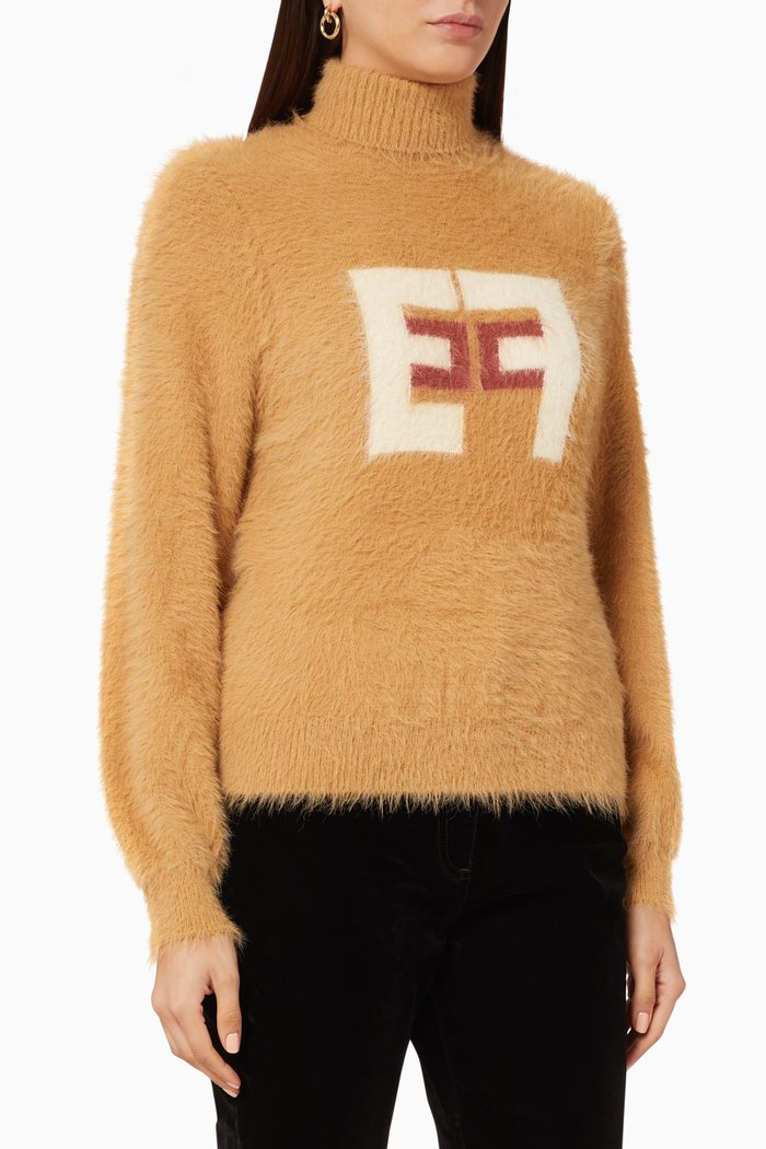 

Logo Faux Fur Jumper, Metallic