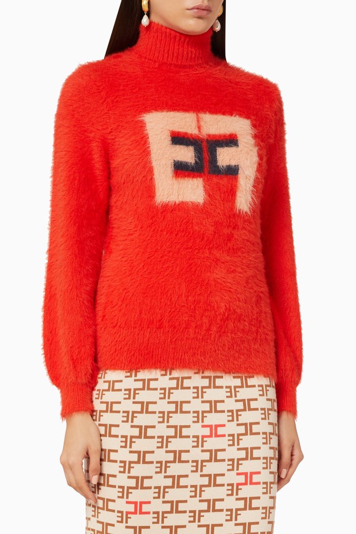

Logo Faux Fur Jumper, Red
