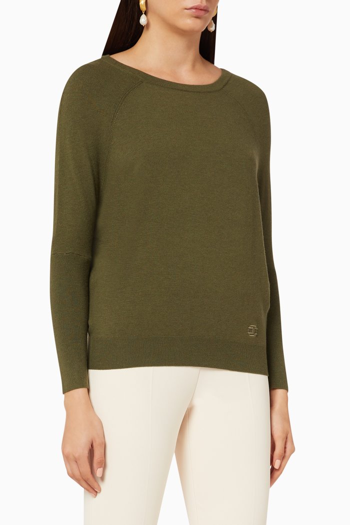 

Bat Sleeve Knit Top, Green